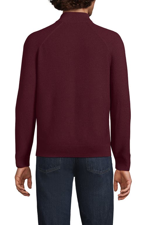 Lands' End Long Sleeve Washable Merino Wool Quarter Zip Sweater In Brown