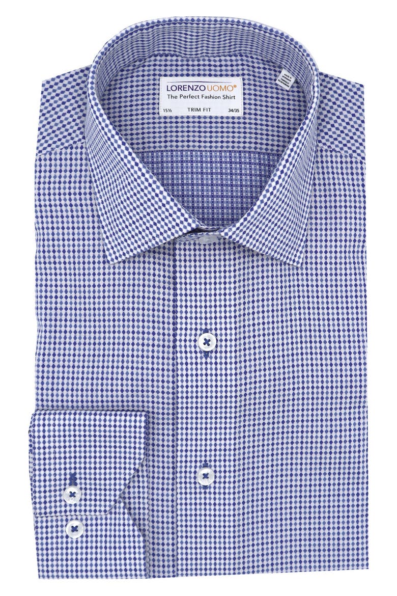Lorenzo Uomo Diamond Pattern Trim Fit Dress Shirt (Men) | Nordstromrack