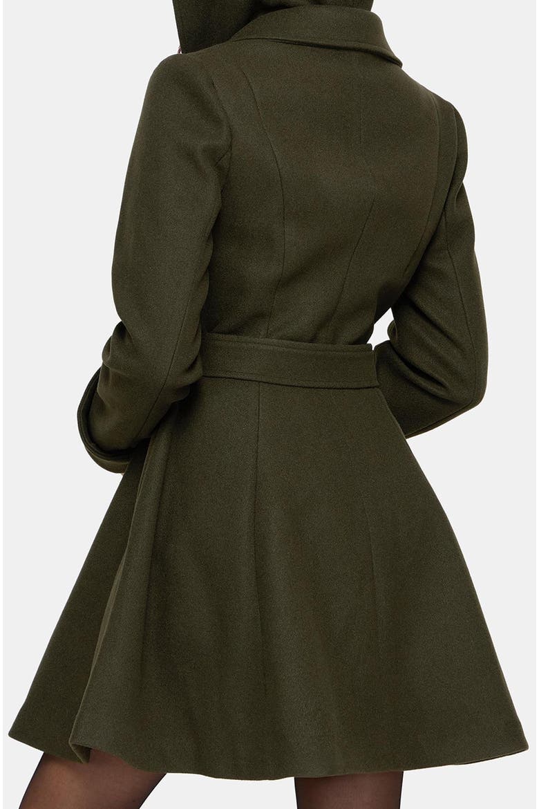 Cyrene Belted Removable Hood Coat, Alternate, color, Green