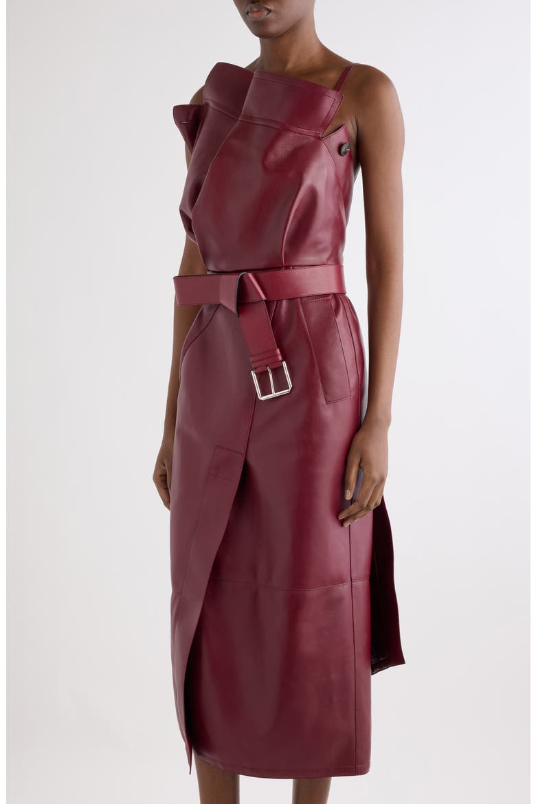 Trench Leather Midi Dress, Alternate, color, 642-OXBLOOD RED