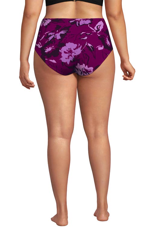 LANDS' END LANDS' END RIBBED SMOOTHING HIGH WAISTED BIKINI BOTTOMS