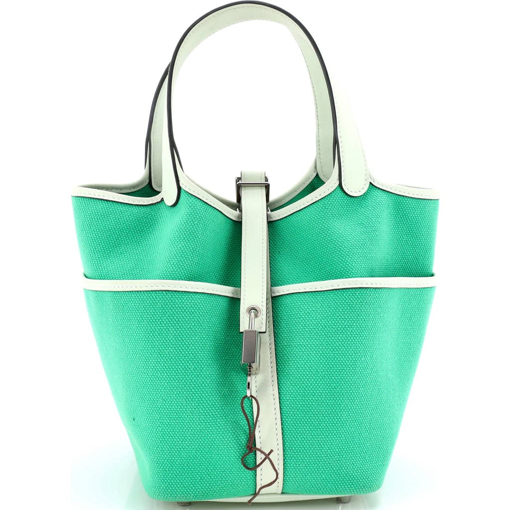 Pre-owned Hermes Hermes Cargo Picotin Lock Bag Canvas And Swift Pm In Green
