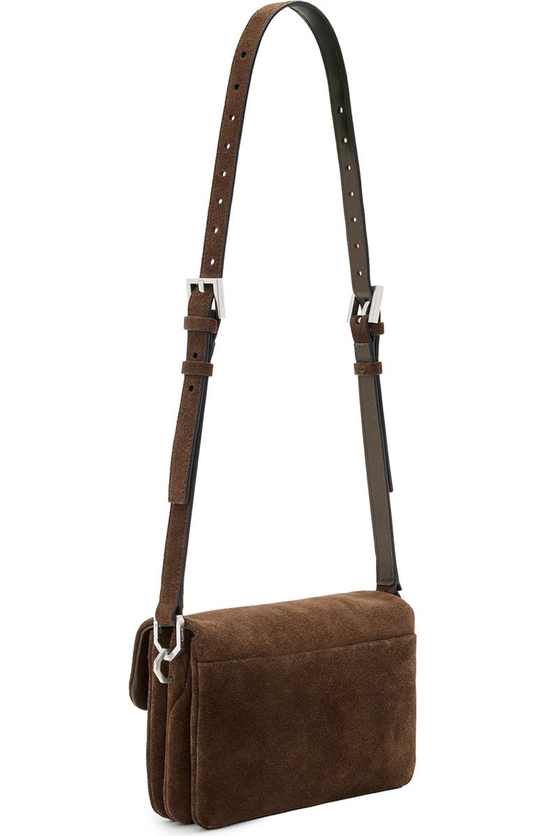 AllSaints Jupiter Suede Crossbody Bag, Alternate, color, Fango Brown