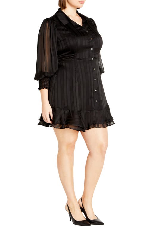 City Chic Lover Stripe Dress In Black