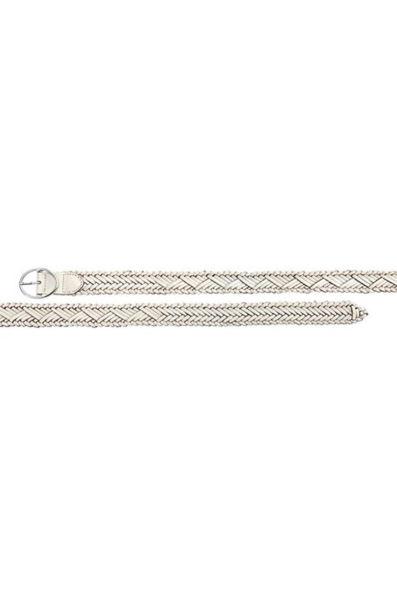 Women's Woven Leather Belt, Alternate, color, White