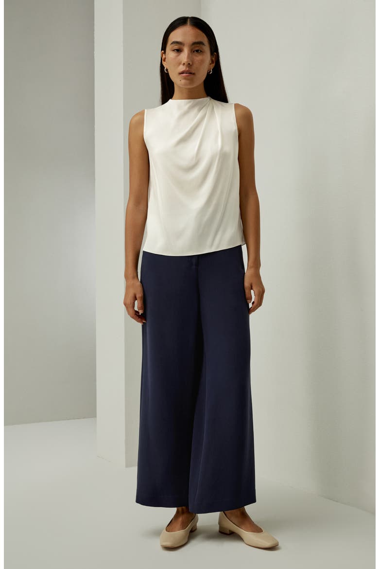 Women's Sleeveless Minimalist Silk Top, Alternate, color, White