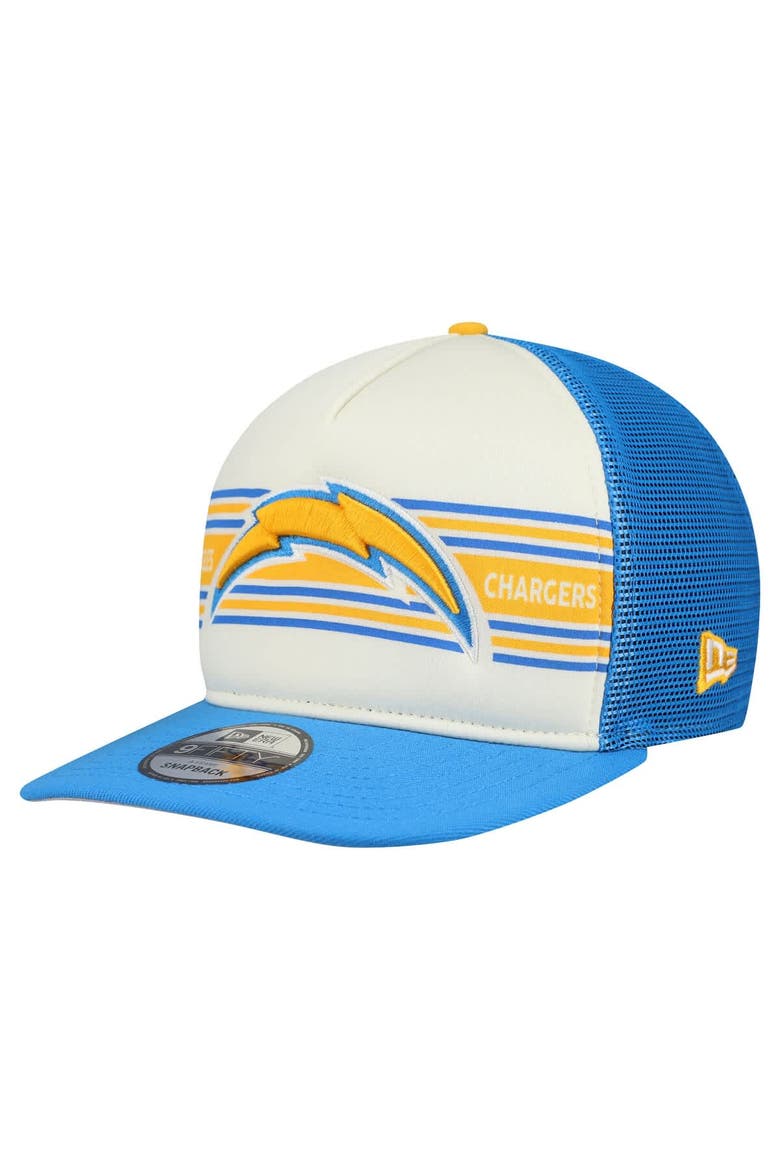 Men's New Era  Cream/Powder Blue Los Angeles Chargers Banner A-Frame 9FIFTY Snapback Hat, Main, color, Cream
