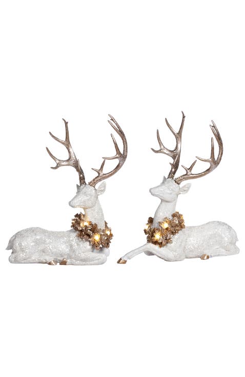 Reindeer with Wreath, Set of 2
