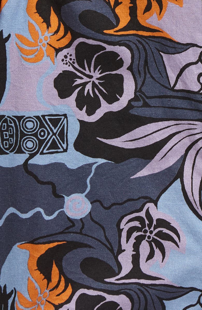 Rip Curl Kids' Static Youth Tropical Print Cotton Button-Up Shirt, Alternate, color, 