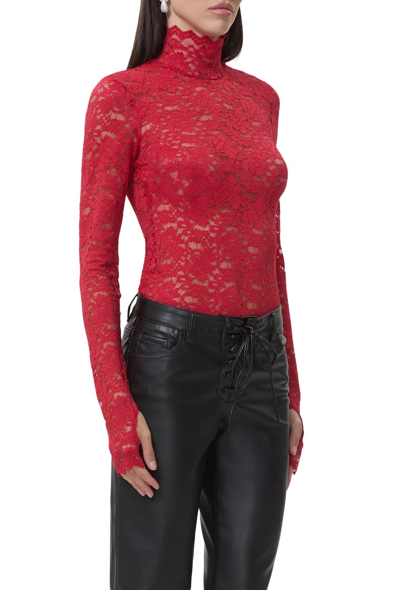 Zadie Sheer Lace Top, Alternate, color, POPPY RED