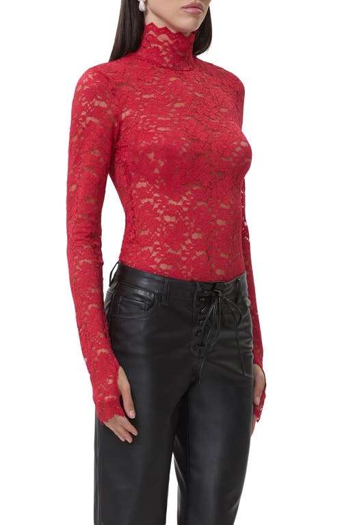 Afrm Zadie Sheer Lace Top In Red
