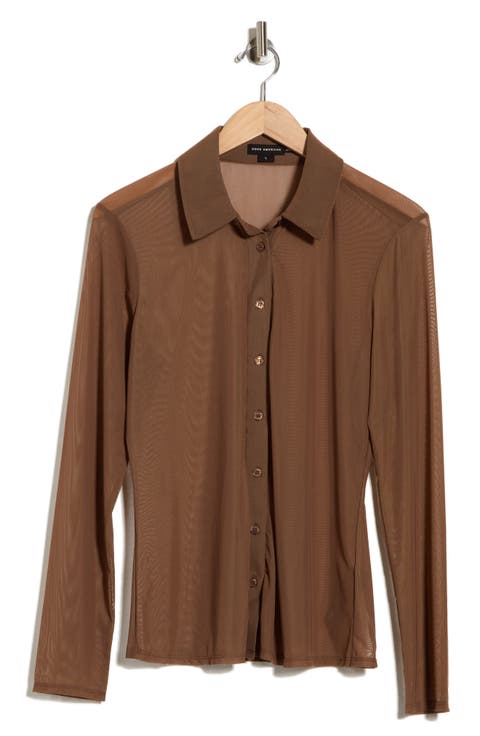 Mesh Button-Up Shirt