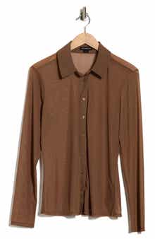 Good American Mesh Button-Up Shirt