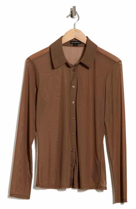 Good American Mesh Button-Up Shirt