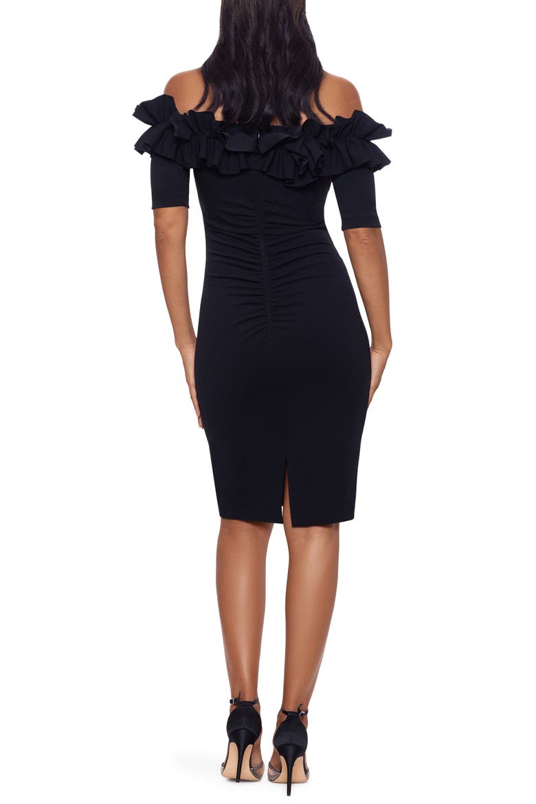 Ruffle Off-the-Shoulder Cocktail Dress, Alternate, color, BLACK
