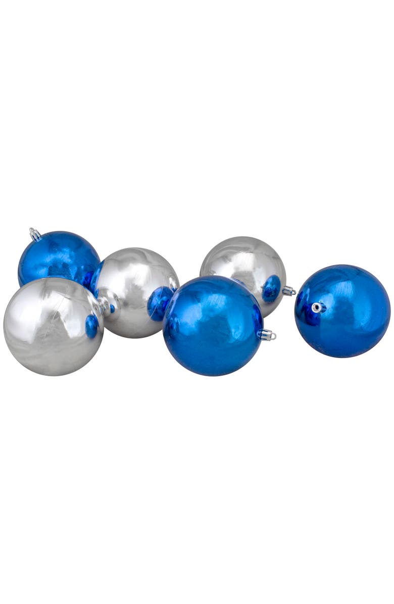 Northlight 12ct Silver and Blue 2-Finish Shatterproof Ball Christmas Ornaments 4", Alternate, color, 