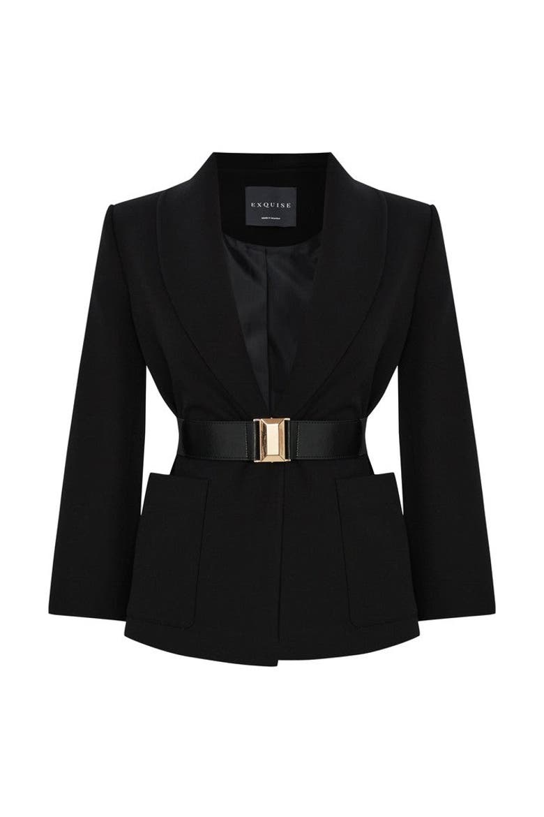 Armida Belted Jacket, Alternate, color, BLACK