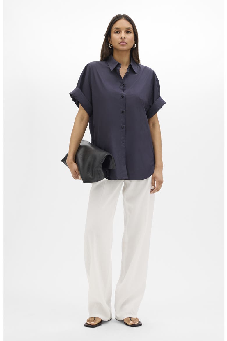 Poplin Short Sleeve Shirt, Main, color, Midnight