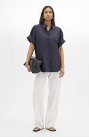 Another Tomorrow Poplin Short Sleeve Shirt