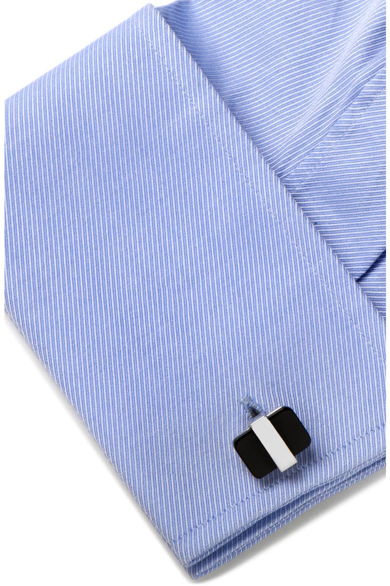 Cat's Eye Cuff Links, Alternate, color, BLACK