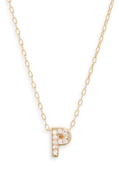Pavé Cubic Zirconia Initial Necklace