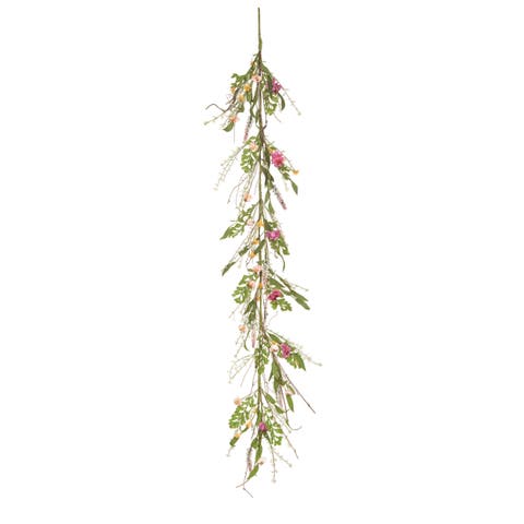 Natural Fiber 66.93 Inch Multicolor Spring Faux Dried Flower and Twig Garland for Home Decor