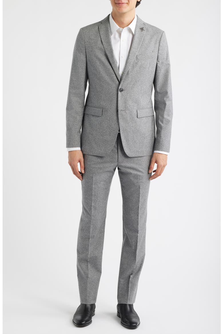 Varick Slim Fit Grey Mélange Wool & Cotton Blend Suit, Alternate, color, GREY