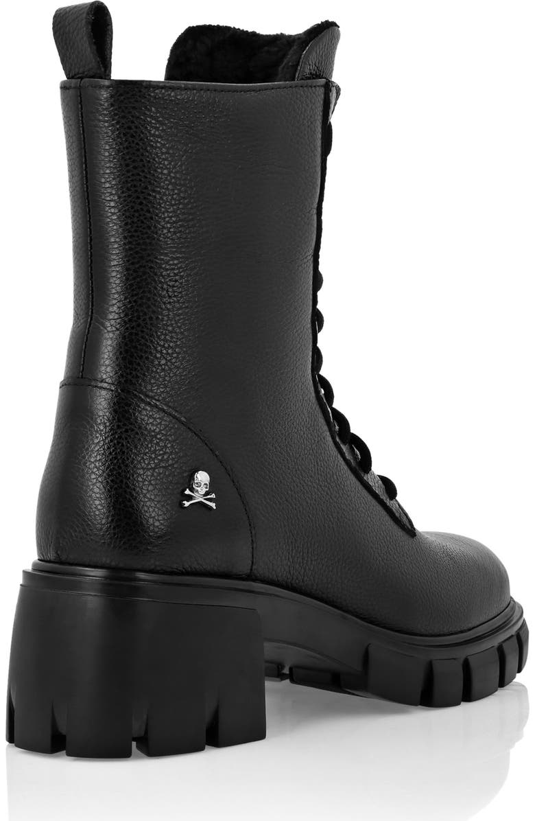 PHILIPP PLEIN Leather Low Flat Boots Women, Alternate, color, Black
