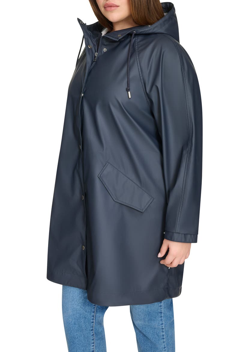 Water Resistant Hooded Raincoat, Alternate, color, NAVY