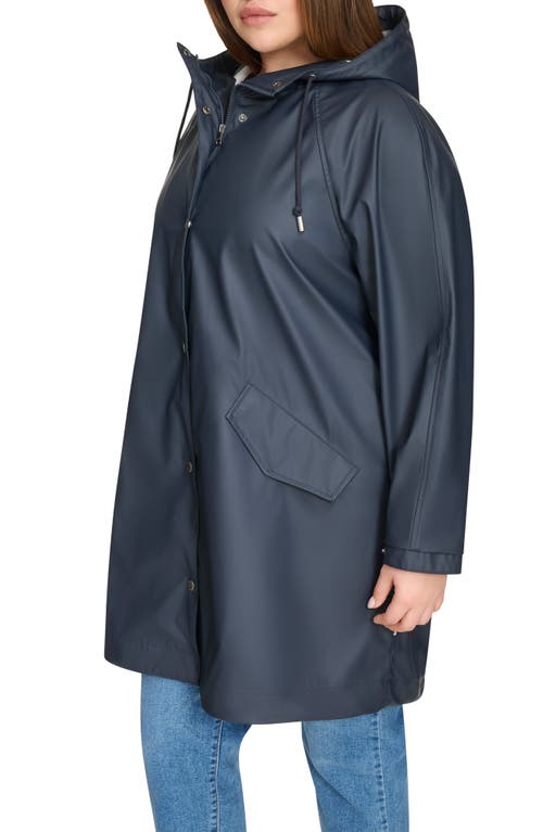 Levi's Water Resistant Hooded Raincoat In Navy