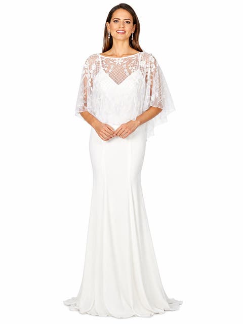 Beaded Faux-Wrap V-Neck Bridal Gown
