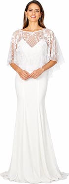 LARA New York Beaded Faux-Wrap V-Neck Bridal Gown