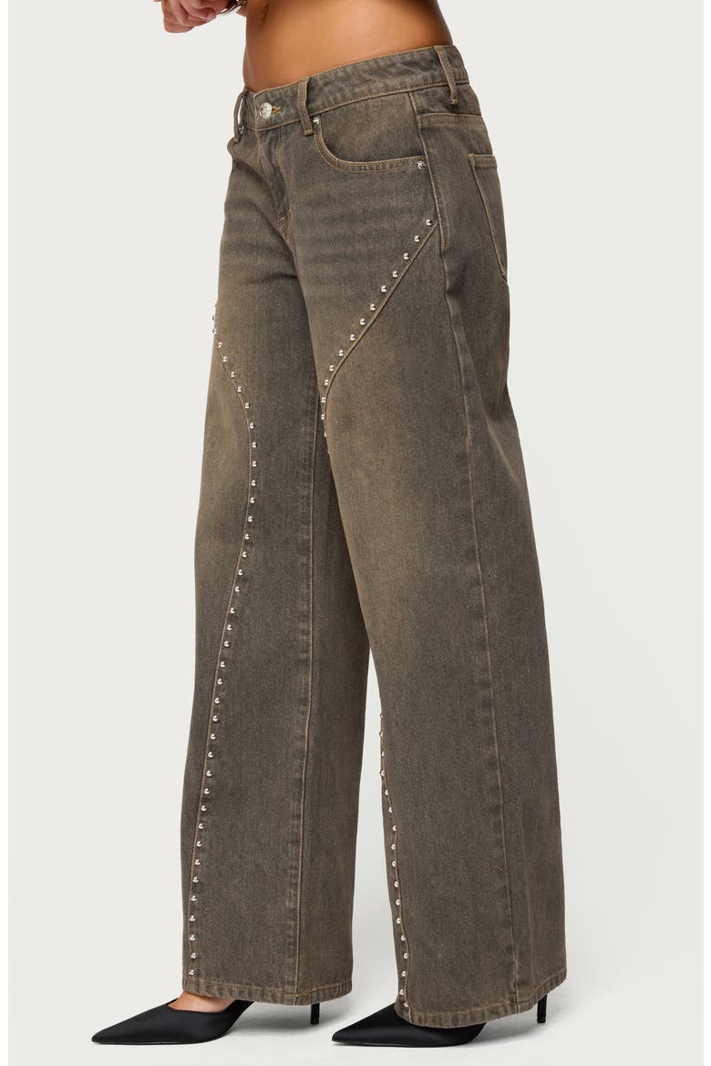 Charliza Studded Low Rise Baggy Jeans, Alternate, color, BROWN-WASHED