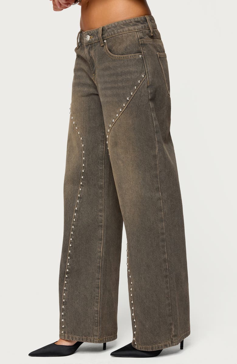 EDIKTED Charliza Studded Low Rise Baggy Jeans, Alternate, color, 