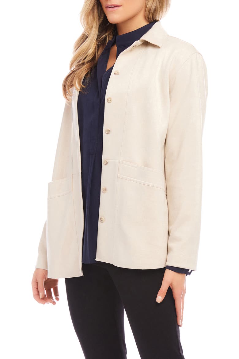 Faux Suede Shirt Jacket, Alternate, color, ALMOND