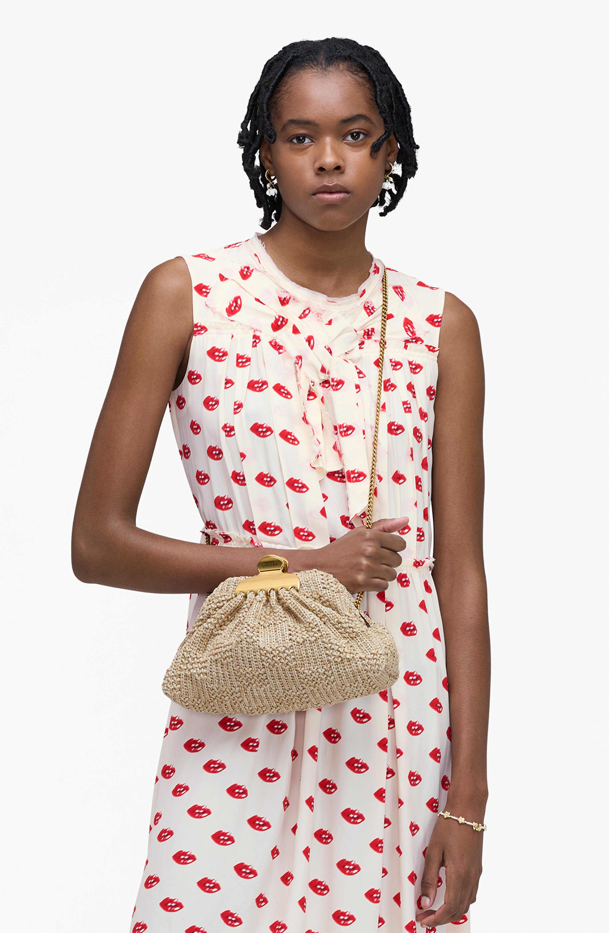 Marc Jacobs The Summer Woven Glam Small Clutch, Alternate, color, Natural