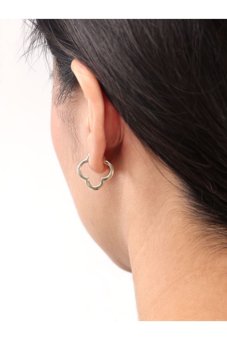 Clover Hoop Earrings in 14K Gold, 18mm, Alternate, color, Yellow Gold