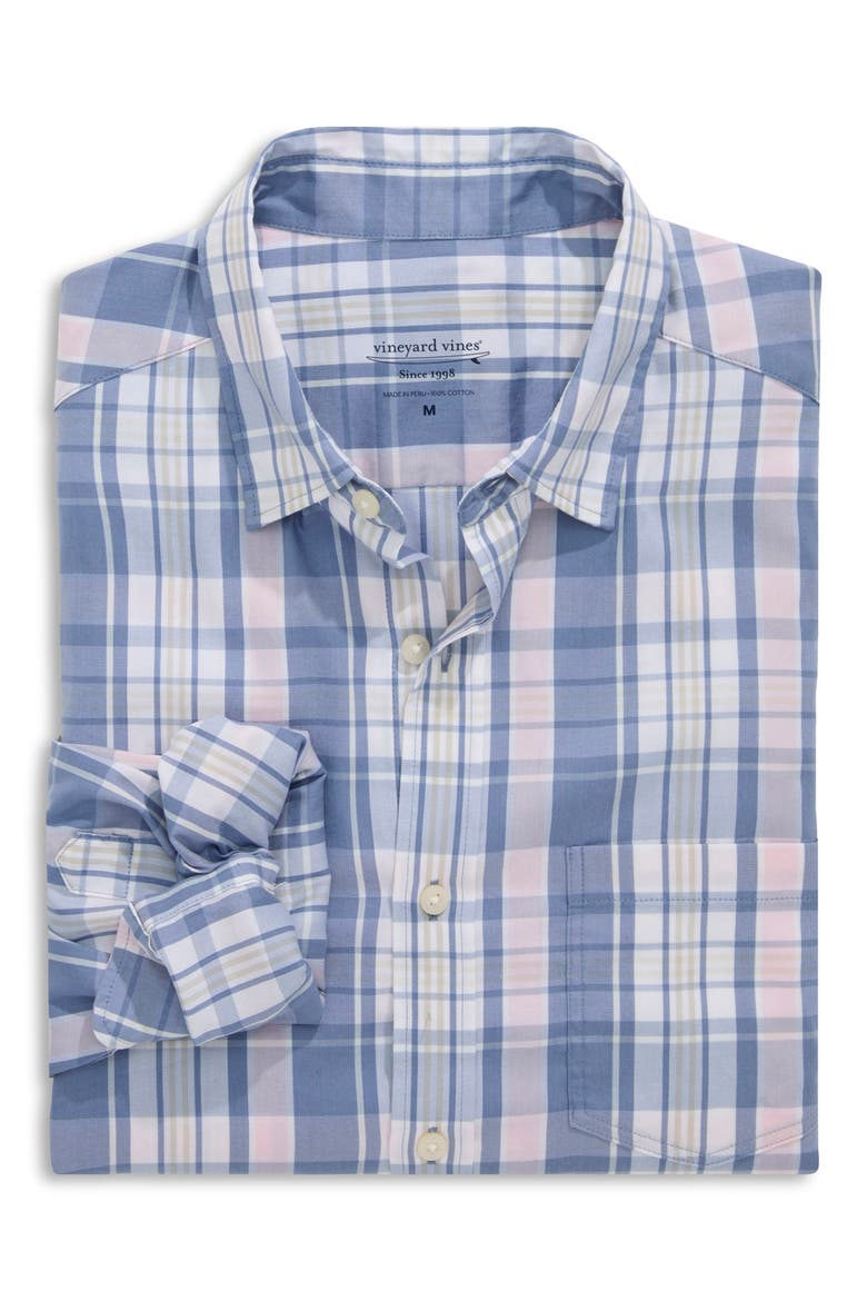 Beachcomber Plaid Performance Button-Up Shirt, Alternate, color, SUMMER EVENING