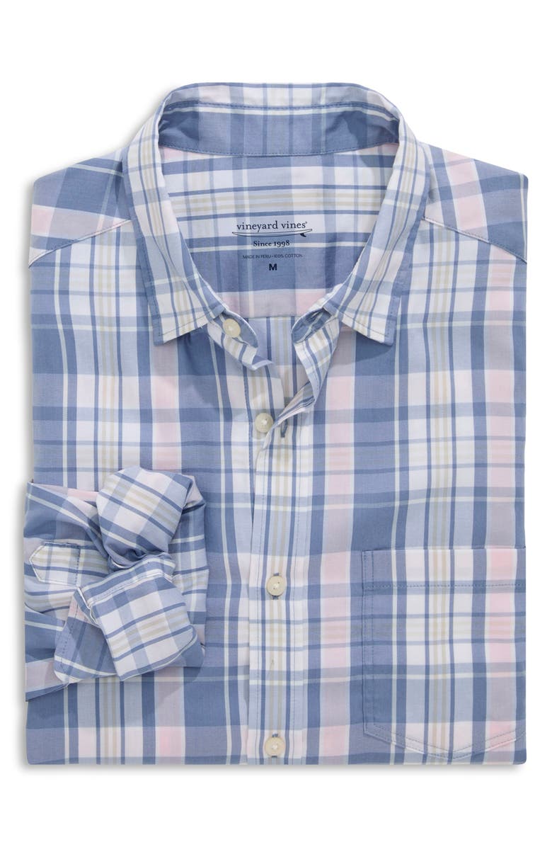 vineyard vines Beachcomber Plaid Performance Button-Up Shirt, Alternate, color, Summer Evening