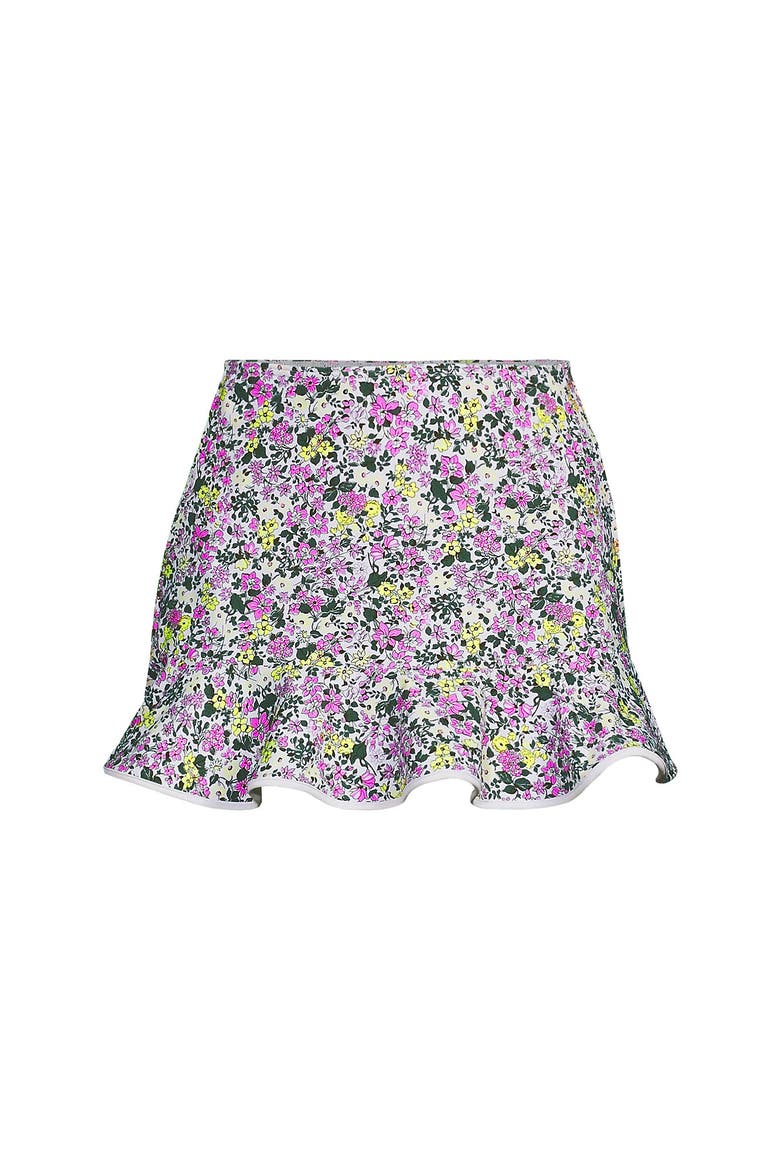 Ruffle Hem Mini Swim Skirt, Alternate, color, White Multi Ditsy Floral