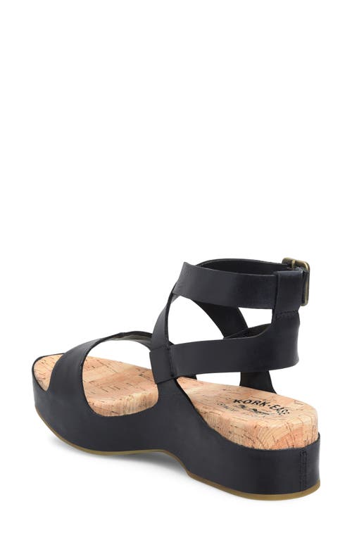Kork-ease Yadira Ankle Strap Platform Sandal In Black Leather