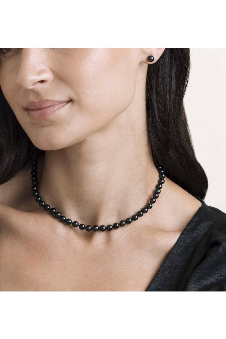 6.0-6.5mm Japanese Akoya Black Pearl Necklace - AAA Quality, Alternate, color, Black Pearls