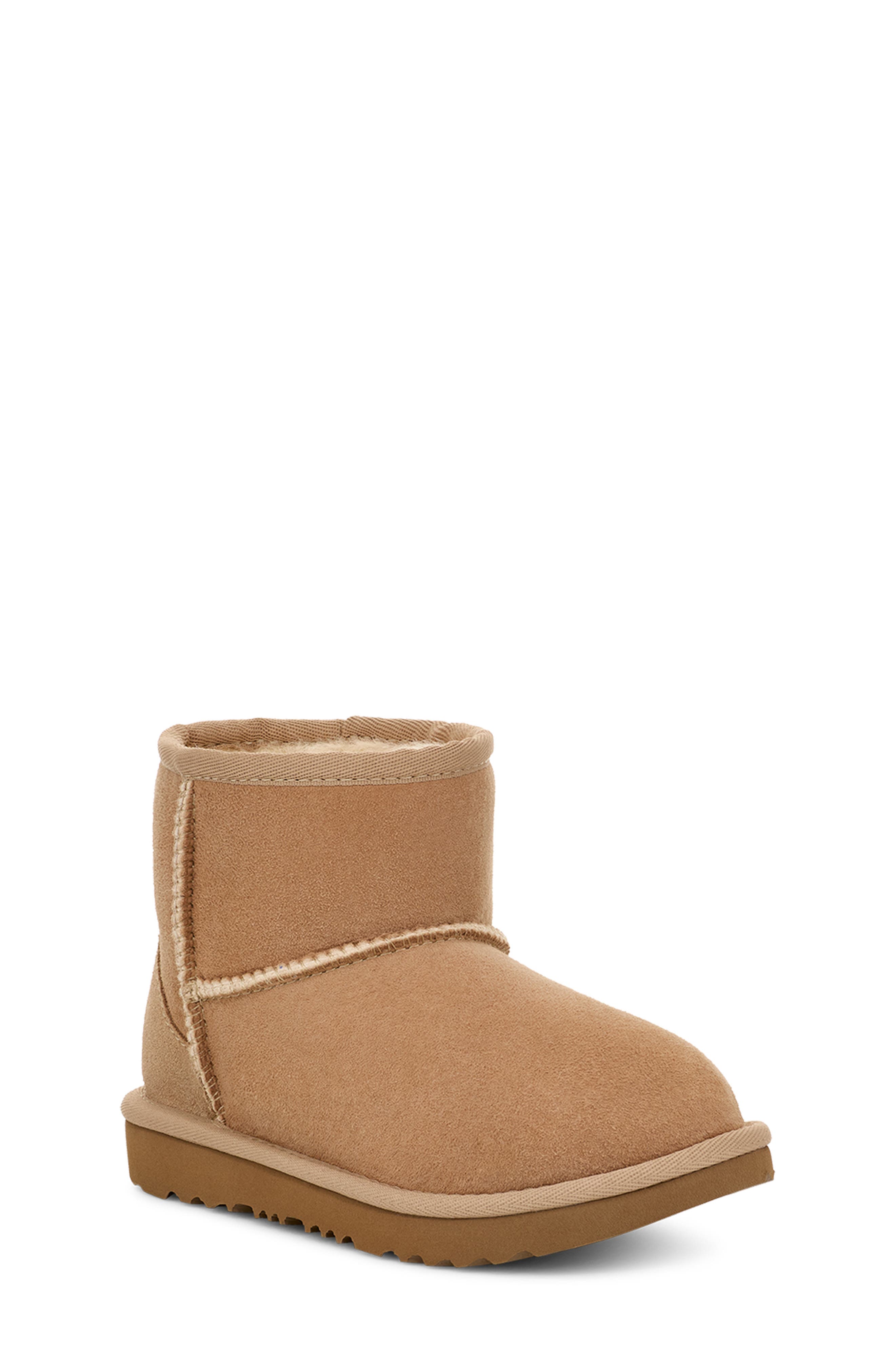 UGG<sup>®</sup> Kids' Classic Mini II Water Resistant Genuine Shearling Boot, Main, color, Sand
