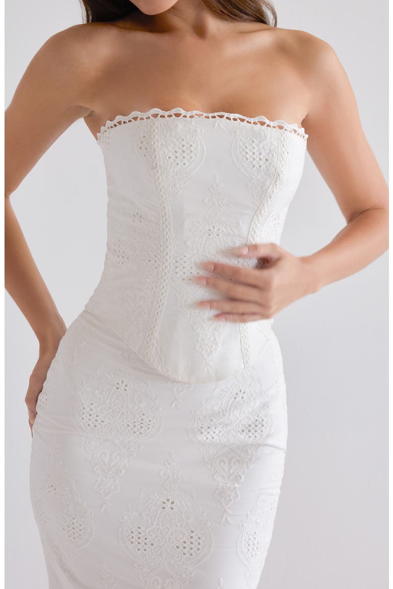 Livie Broderie Anglaise Strapless Top, Alternate, color, WHITE