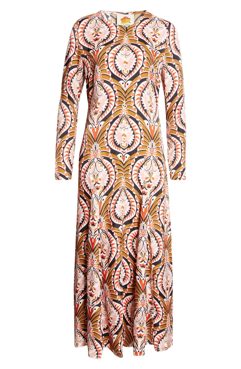 FARM Rio Pineapple Jewelry Long Sleeve Maxi Dress, Alternate, color, Pineapple Jewelry Mu