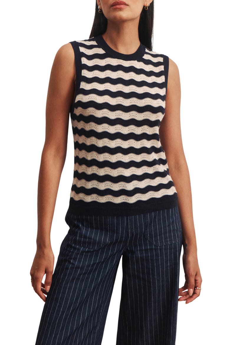 Everyday Scallop Pointelle Sweater Vest, Main, color, INKSTORM BLUE/ DARK OPAL