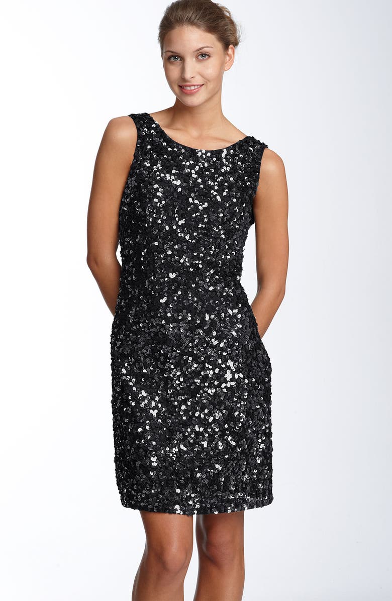 Pisarro Nights Drape Back Paillette Dress, Main, color, 