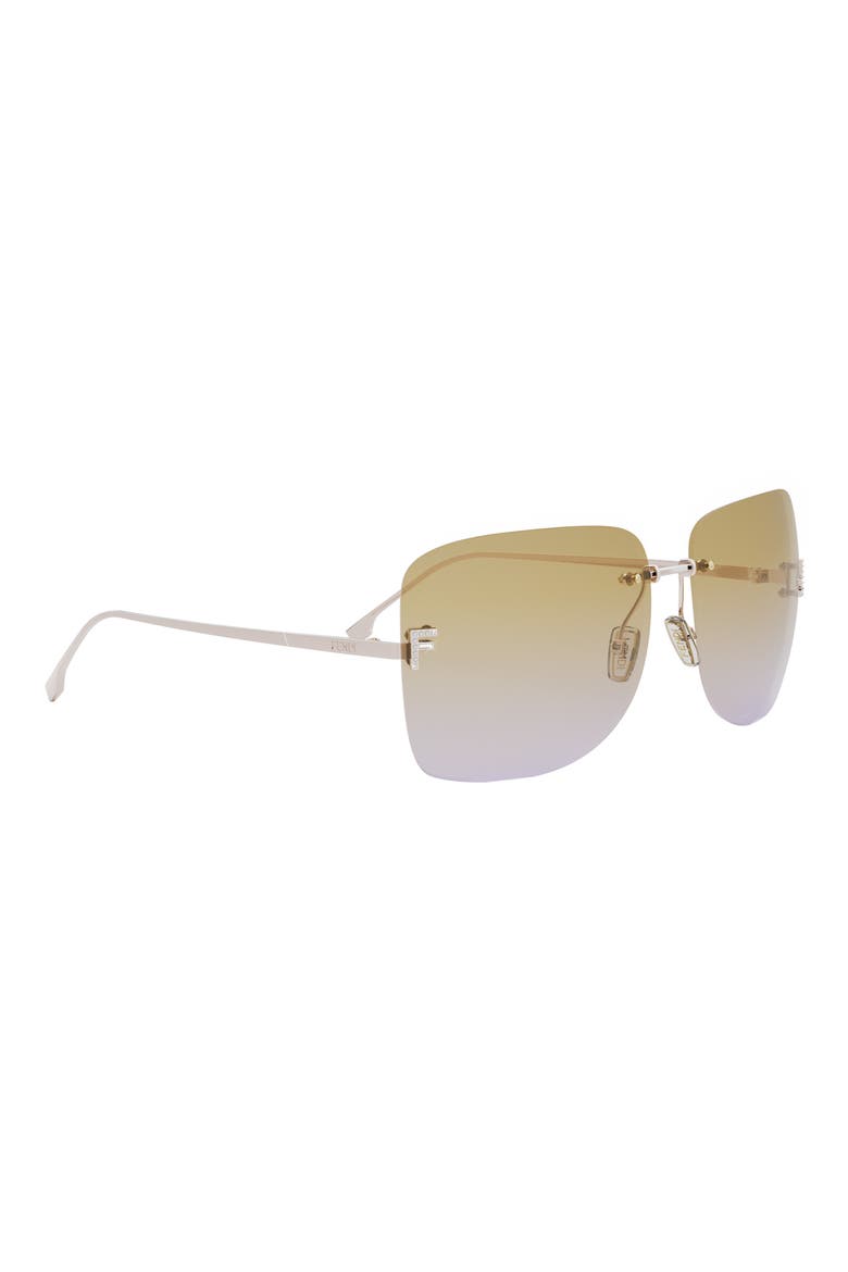 'Fendi First 65mm Oversize Square Sunglasses, Alternate, color, SHINY ROSE GOLD / BROWN