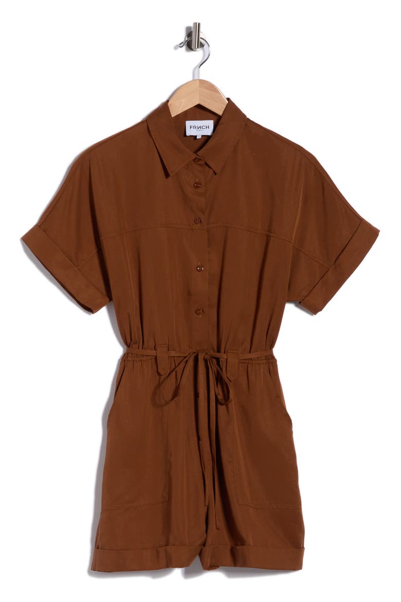 Lily Tie Waist Romper, Alternate, color, MARRON GLACE