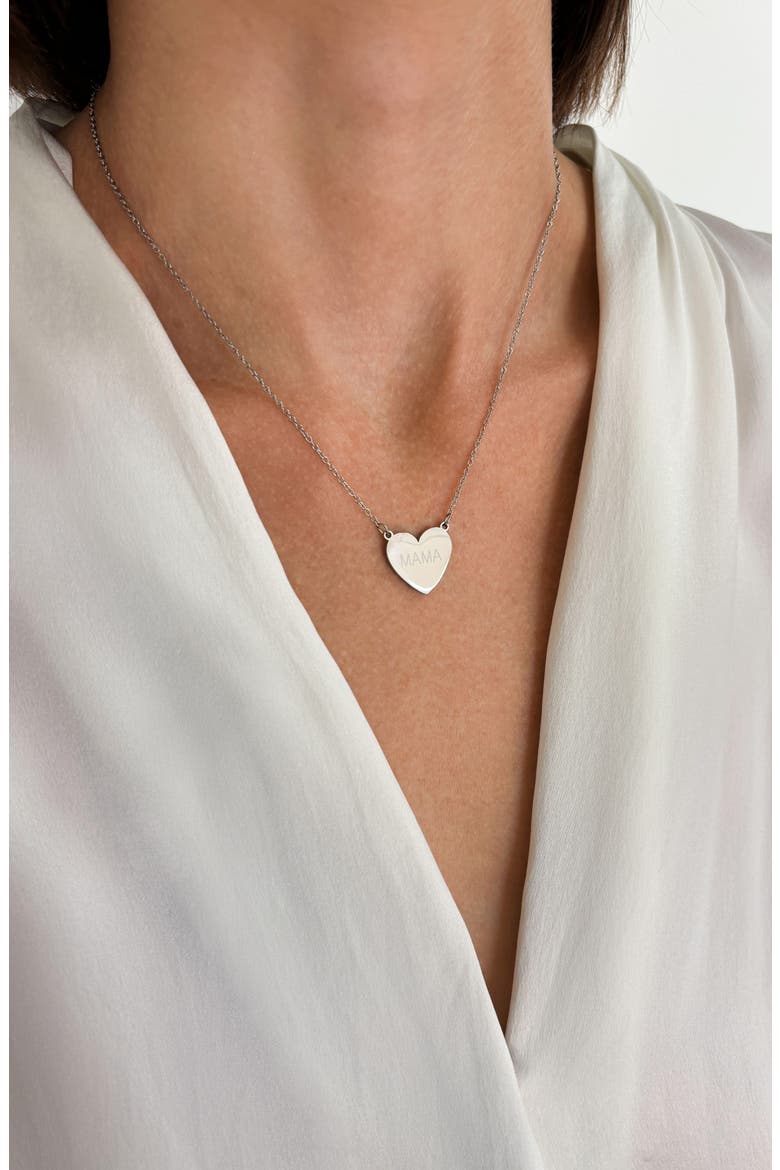 Set of 2 Mama & Pavé Heart Pendant Necklaces, Alternate, color, SILVER